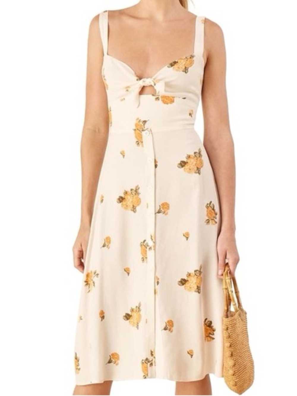 Reformation Tie Front Midi Dress